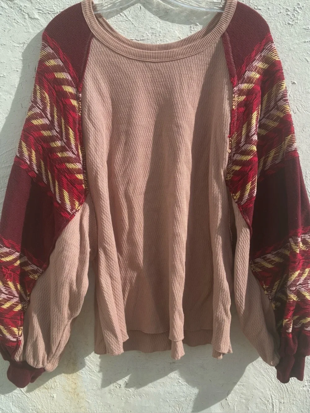 Free People Medium Rainbow Dreams Pullover Top S Balloon Sleeve Arizona Sands - Picture 5 of 14